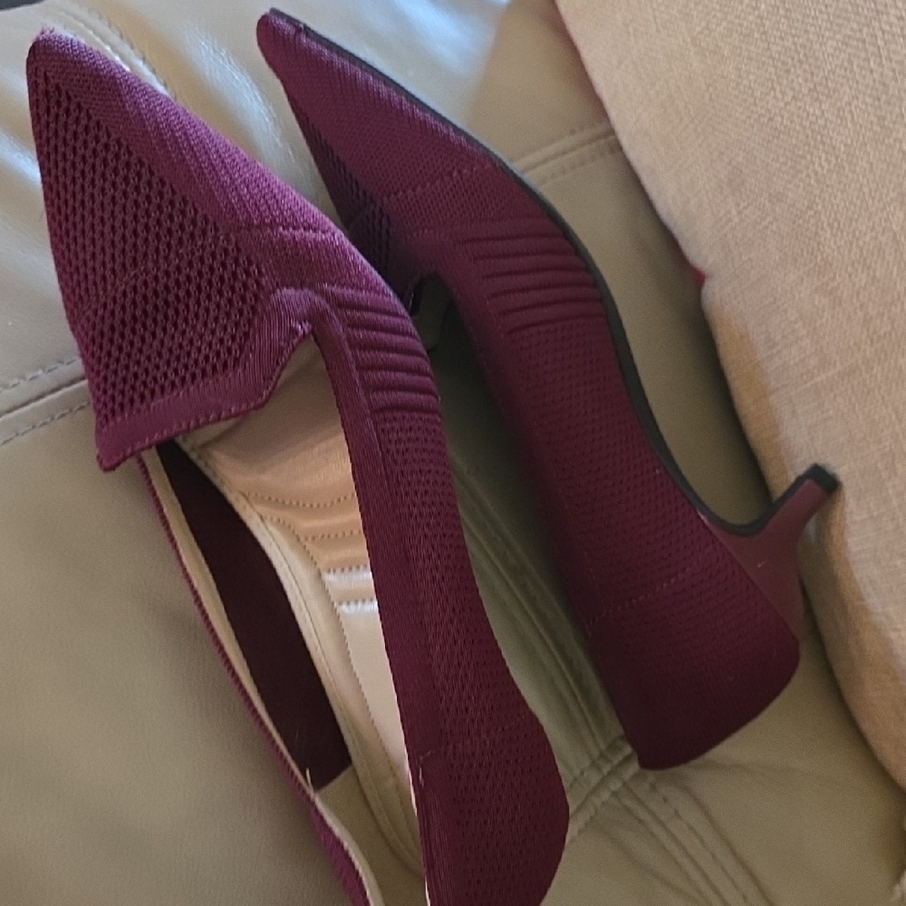 Adrienne Vittadini Burgundy Knit Slip Ons - Picture 7 of 8